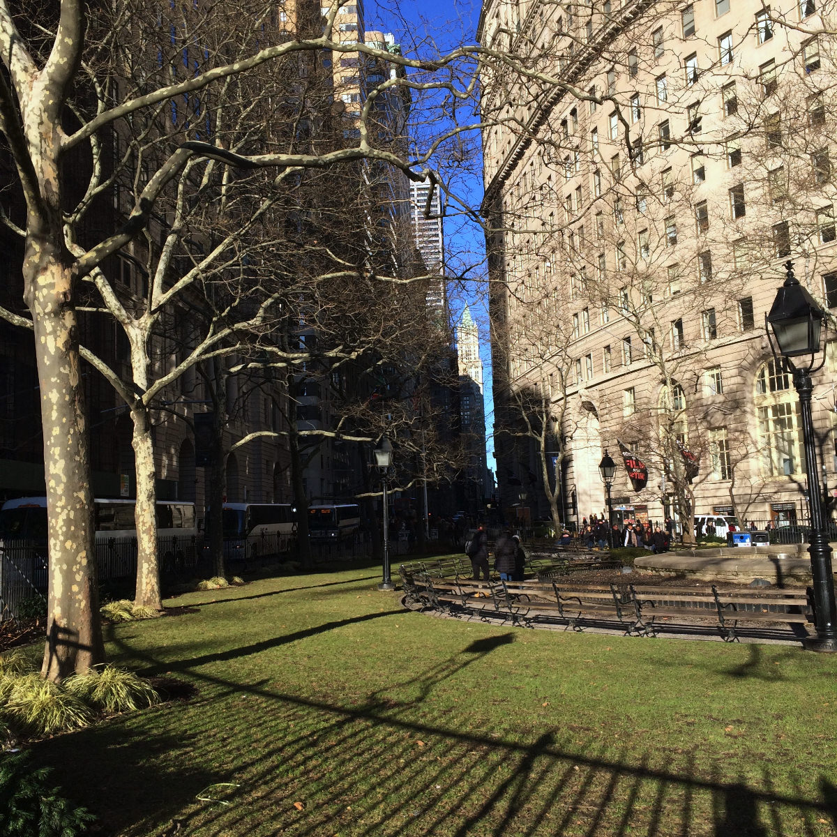Bowling Green park at the start of Broadway in the Financial District	
